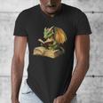 Women's Dragon Bookworm Reading Book Graphic Men's V-Neck T-Shirt Women's Dragon Bookworm Reading Book Graphic Men's V-Neck T-Shirt