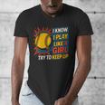 Women's Girls Softball Play Like A Girl Comic Book Pop Art Men's V-Neck T-Shirt Women's Girls Softball Play Like A Girl Comic Book Pop Art Men's V-Neck T-Shirt