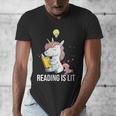 Women's Reading Is Lit Unicorn Library English Teacher Book Lover Men's V-Neck T-Shirt