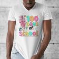 100th Day Of School Teacher Books 100 Days Of School Women Men's V-Neck T-Shirt 100th Day Of School Teacher Books 100 Days Of School Women Men's V-Neck T-Shirt
