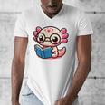 Adorable Book Lover Axolotl With Reading Glasses Cute Men's V-Neck T-Shirt