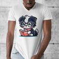 Adorable Book Lover Border Collie With Reading Glasses Cute Raglan Baseball Tee Men's V-Neck T-Shirt Adorable Book Lover Border Collie With Reading Glasses Cute Raglan Baseball Tee Men's V-Neck T-Shirt