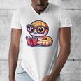 Adorable Book Lover Rattlesnake With Reading Glasses Cute Men's V-Neck T-Shirt