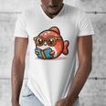 Adorable Book Lover Salmon With Reading Glasses Cute Men's V-Neck T-Shirt