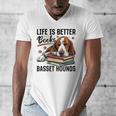 Basset Hound Dog Breed Life Is Better With Books And a For Men Women Girls Kids Men's V-Neck T-Shirt