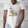 Book Flowers And Butterfly Beautiful Reading Reader Graphic Men's V-Neck T-Shirt