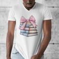 Book Lover Coquette Bow Pink Dainty Ribbon Cute Bookworm Men's V-Neck T-Shirt