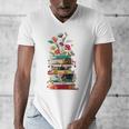 Book Stack With Flowers Reading Lover Bookish Men's V-Neck T-Shirt