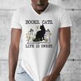 Books Cats Life Is Sweet Cat Book Lover Men Women Teen Men's V-Neck T-Shirt Books Cats Life Is Sweet Cat Book Lover Men Women Teen Men's V-Neck T-Shirt