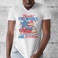 Books Fireworks And Freedom 4th Of July Book Lover Men's V-Neck T-Shirt