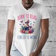Born To Read Forced To Work Reading Skeleton Bookish Book Men's V-Neck T-Shirt