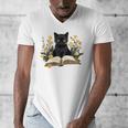 Cat Shirts For Women Book Lover Shirt Cute Cat And Book Premium Tri-Blend Men's V-Neck T-Shirt