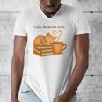 Cats Books And Coffee Heart Cozy Cat Lover Bookworm Readers Men's V-Neck T-Shirt Cats Books And Coffee Heart Cozy Cat Lover Bookworm Readers Men's V-Neck T-Shirt