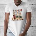Christmas Three Llamas Reading Reading Books Llama Lover Men's V-Neck T-Shirt Christmas Three Llamas Reading Reading Books Llama Lover Men's V-Neck T-Shirt