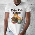 Coffee Cats And Books Lover For Women & Girls Coffee Men's V-Neck T-Shirt