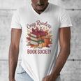 Cozy Readers Book Society Fall Autumn Floral Pumpkin Season Men's V-Neck T-Shirt