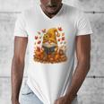 Cute Autumn Gnome Reading Pumpkin Book Lover Men's V-Neck T-Shirt