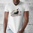 Cute Cat Flower Garden Book Kitty Reading Floral Men Women Girls Kids Men's V-Neck T-Shirt