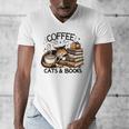 Cute Coffee Cats Books Lover Idea Women Men Kids Men's V-Neck T-Shirt