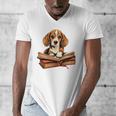 Cute Dog Beagle Reading Book Men's V-Neck T-Shirt