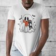 Cute Halloween Ghost Reading Book Men's V-Neck T-Shirt Cute Halloween Ghost Reading Book Men's V-Neck T-Shirt