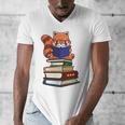 Cute Kawaii Kids Reading Books Glasses Red Panda Lover Men's V-Neck T-Shirt Cute Kawaii Kids Reading Books Glasses Red Panda Lover Men's V-Neck T-Shirt