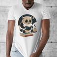 Cute Panda Reading Book Under Moon Bookworm Coffee Lover Men's V-Neck T-Shirt