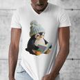 Cute Penguin Reading Book Faux-Crochet Print Men's V-Neck T-Shirt Cute Penguin Reading Book Faux-Crochet Print Men's V-Neck T-Shirt