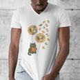 Cute Reading Cat With Kitten Dandelion Flowers Book Lover Men's V-Neck T-Shirt