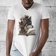 Dog Book Flower Men's V-Neck T-Shirt Dog Book Flower Men's V-Neck T-Shirt