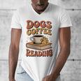 Dogs Coffee Reading Book Lover Men's V-Neck T-Shirt Dogs Coffee Reading Book Lover Men's V-Neck T-Shirt