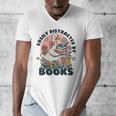 Easily Distracted By Books Read Goose Lover Bookworm Reading Men's V-Neck T-Shirt