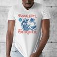 Girl Reading Book Summer Beach Vacation For Book Lover Men's V-Neck T-Shirt