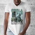 Godzilla Ocean Scene Comic Book Illustration Movie Monster Men's V-Neck T-Shirt