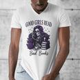 Good Girls Read Bad Books Sarcastic Skeleton Goth Skull Men's V-Neck T-Shirt Good Girls Read Bad Books Sarcastic Skeleton Goth Skull Men's V-Neck T-Shirt