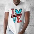 I Heart Books Love Reading Red And Stripe Animated Cat For Men Women Girls Kids Men's V-Neck T-Shirt