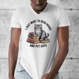 I Just Want To Read Books And Pet Cats Raglan Baseball Tee Men's V-Neck T-Shirt