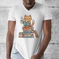 Kawaii Cat Coffee Books Teacher Men Women Girls Kids Men's V-Neck T-Shirt
