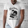 Life Is Better With Cats & Books Tuxedo Cat Mom Women Men's V-Neck T-Shirt Life Is Better With Cats & Books Tuxedo Cat Mom Women Men's V-Neck T-Shirt