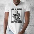 Life Is Short Buy The Book Skeleton Book Lover Reading Men's V-Neck T-Shirt