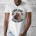 Love God Drink Coffee Read Books – Vintage Spiritual Reading Men's V-Neck T-Shirt