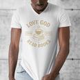 Love God Drink Coffee Read Books Lovers Vintage Christian Men's V-Neck T-Shirt