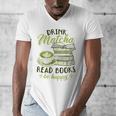Matcha Green Tea Latte Drink Matcha Read Books Be Happy Men's V-Neck T-Shirt
