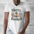 Merry And Booked Holiday Reading Winter Book Lover Premium Tri-Blend Men's V-Neck T-Shirt