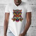 Owl With Glasses And Book Reading Men's V-Neck T-Shirt