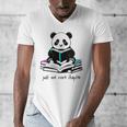 Panda Reading Chapter Books Men's V-Neck T-Shirt Panda Reading Chapter Books Men's V-Neck T-Shirt