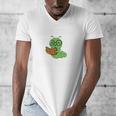 Professional Bookworm Reading Lover Cute Worm Glasses Book Men's V-Neck T-Shirt