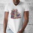 Reading A Book Per Day Keeps Reality Away Skeleton Books Men's V-Neck T-Shirt