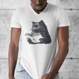 Reading Cat Cat Book Lover Men's V-Neck T-Shirt