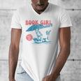 Retro Book Girl Summer Beach Vacation For Book Lover Men's V-Neck T-Shirt